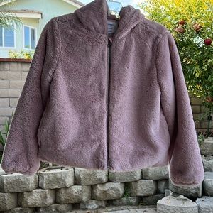 Old Navy Girls Faux fur hooded zip up jacket-NWT